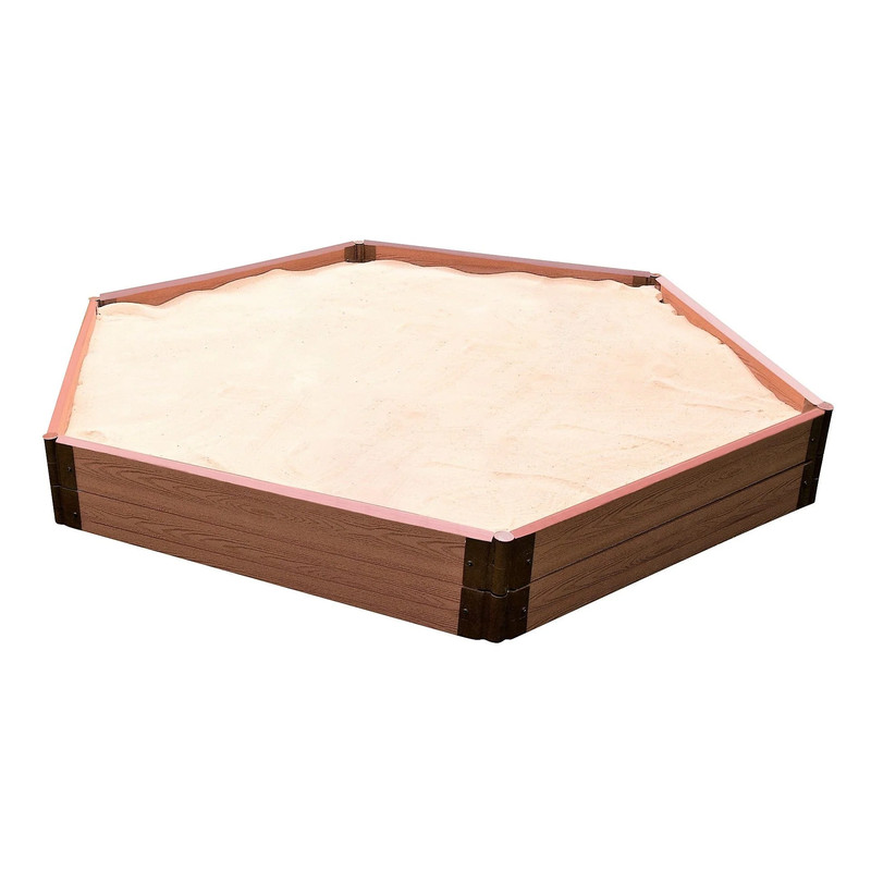 Classic Sienna 7' x  8' x 11 " Composite Hexagon Sandbox Kit with Collapsible Cover - 2" profile
